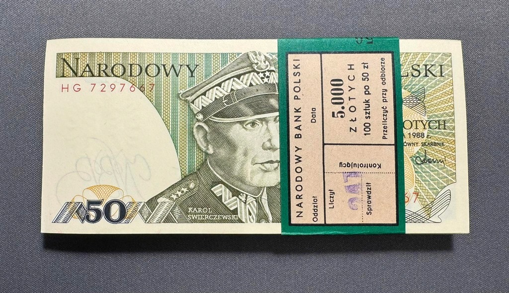 50 Złotych Polska 1988 UNC paczka bankowa 100 sztuk