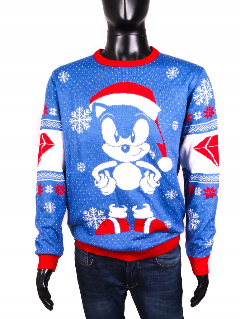 *Sonic Hedgehog Sweter Męski Świąteczny roz L