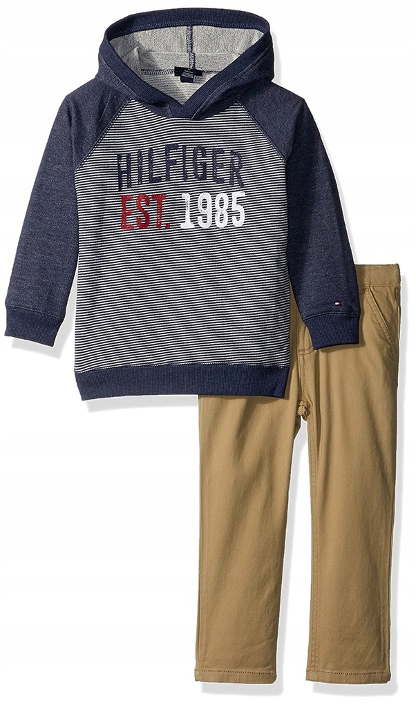 Tommy Hilfiger KOMPLET spodnie chinosy bluza 98