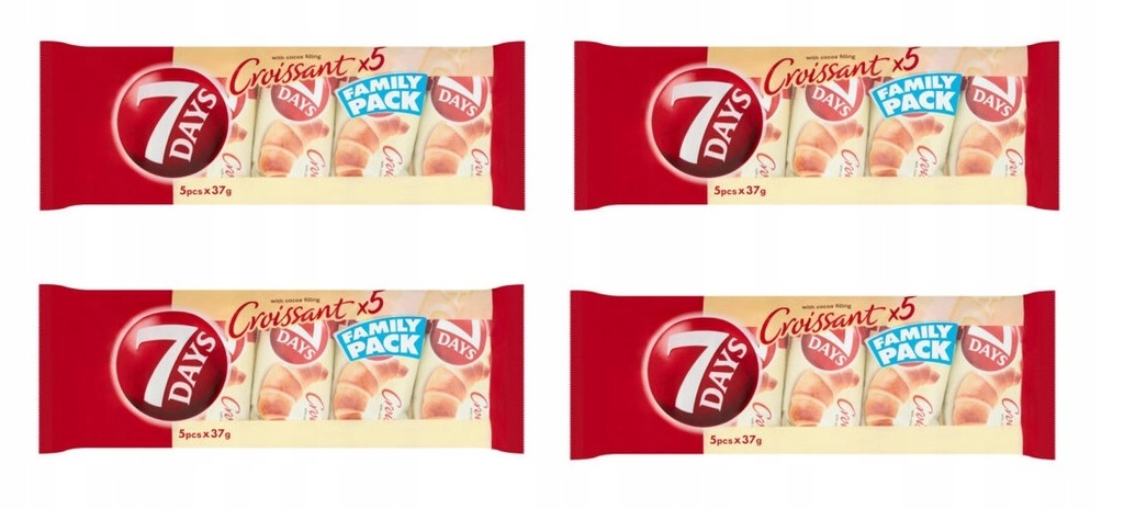 4x185g 7Days Rogal pięciopak family pack kakao UK