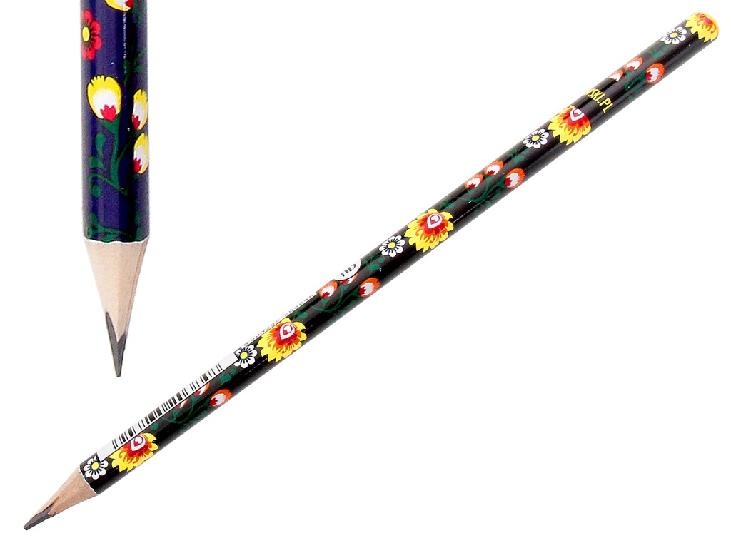 Ołówek z gumką - łowicki biały Folkstar.