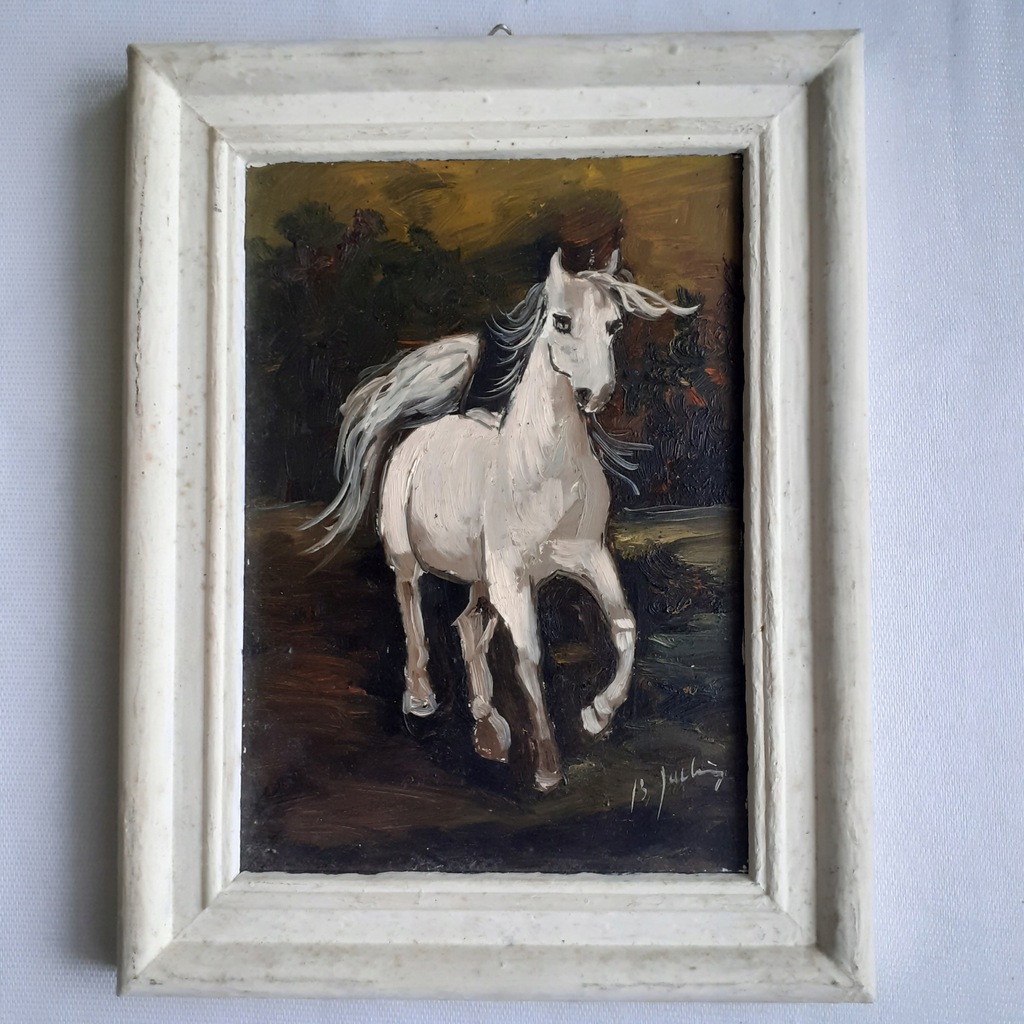 Stary obraz olejny obrazek malowany koń
