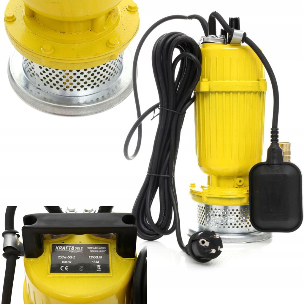KRAFT&DELE ZATAPIALNA POMPA DO WODY Z PŁYWAKIEM 1600W 1" 12500L/H KD759