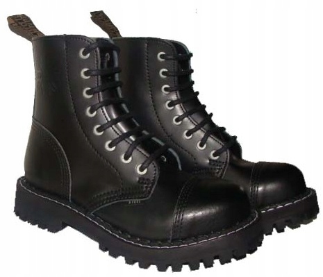 GLANY STEEL 8 dziurowe Czarne Produkcja POLSKA SKÓRZANE ORYGINAŁ Rozmiar 43