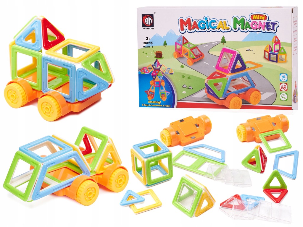 MAGNETYCZNE PUZZLE MAGICZNE KLOCKI UKŁADANKA 38 EL