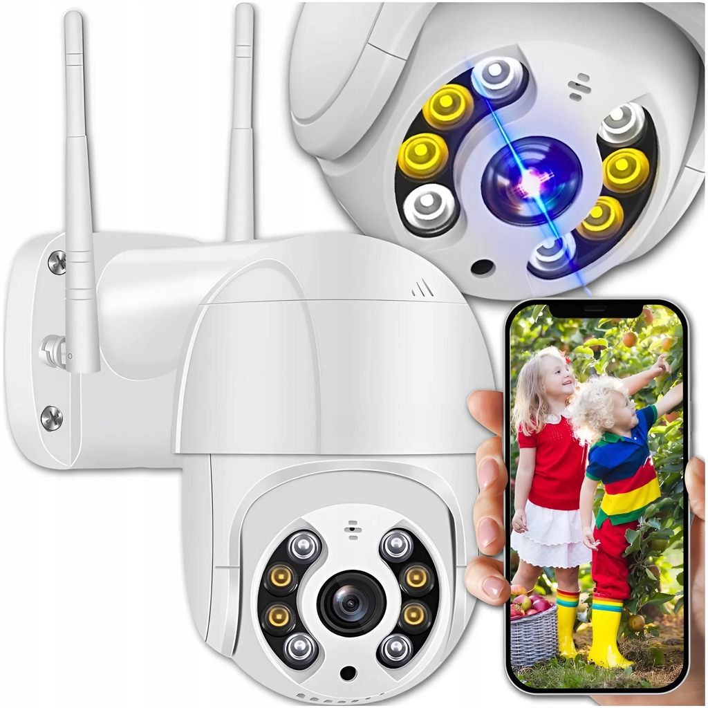 BEZPRZEWODOWA OBROTOWA KAMERA WIFI 2MPX 1080P MONITORINGU ZEWNĘTRZNA SD