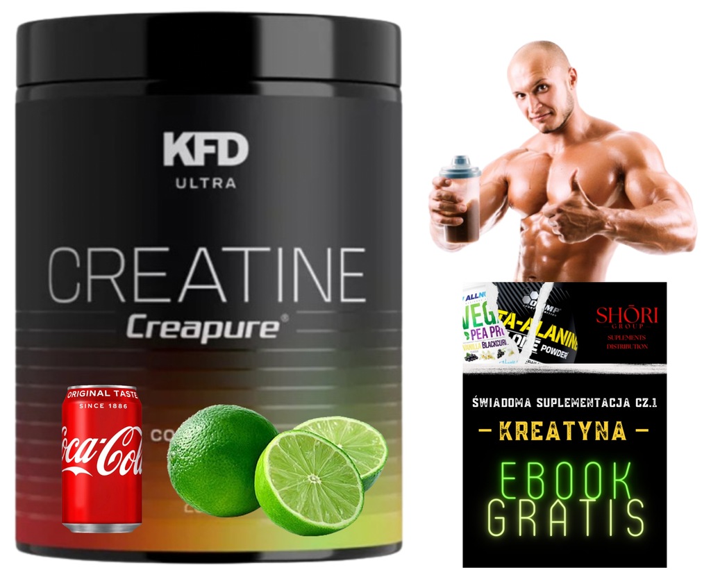 KFD CREAPURE NOWOŚĆ MONOHYDRAT KREATYNY 250G COLA LIMONKA SUPLEMENT HIT !