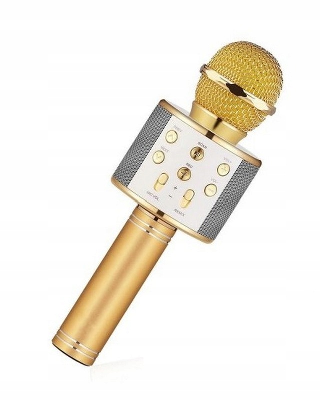 GŁOŚNIK BLUETOOTH MIKROFON DO KAROKE ZŁOTY