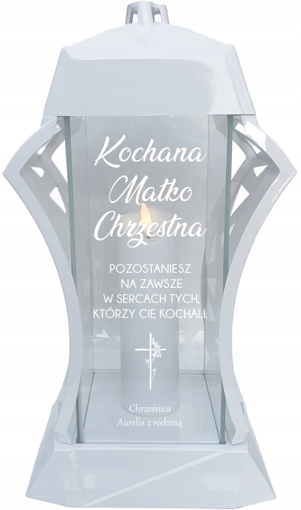 LUKSUSOWY DUŻY ZNICZ z grawerem dla Matki Chrzestnej od Chrześniaka