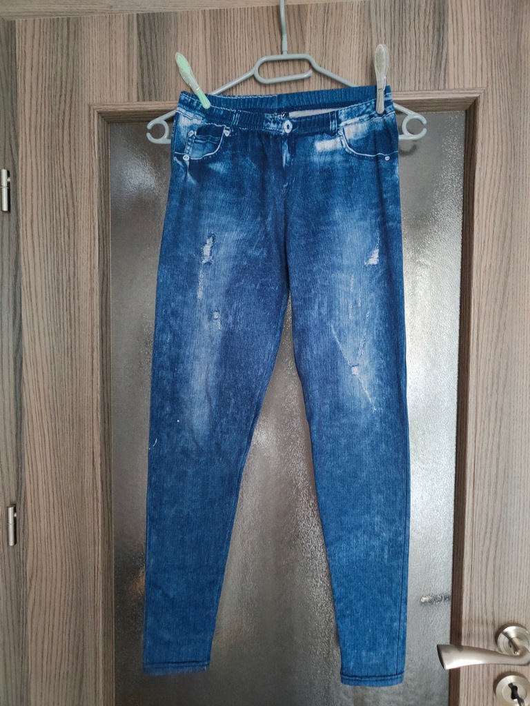 Legginsy dziewczęce 146 imitacja jeansu spodnie