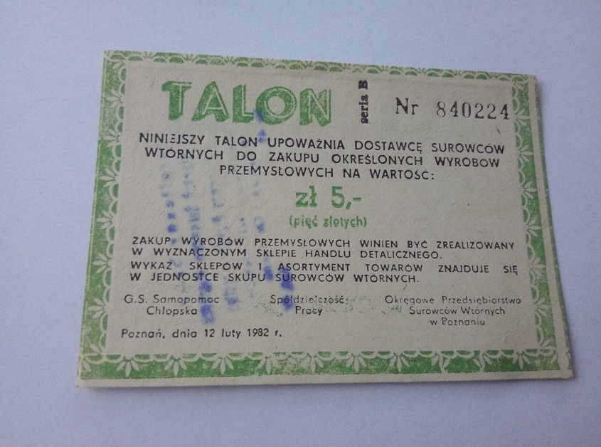 TALON SUROWCE WTÓRNE GS POZNAŃ 1982 PRL 5zł