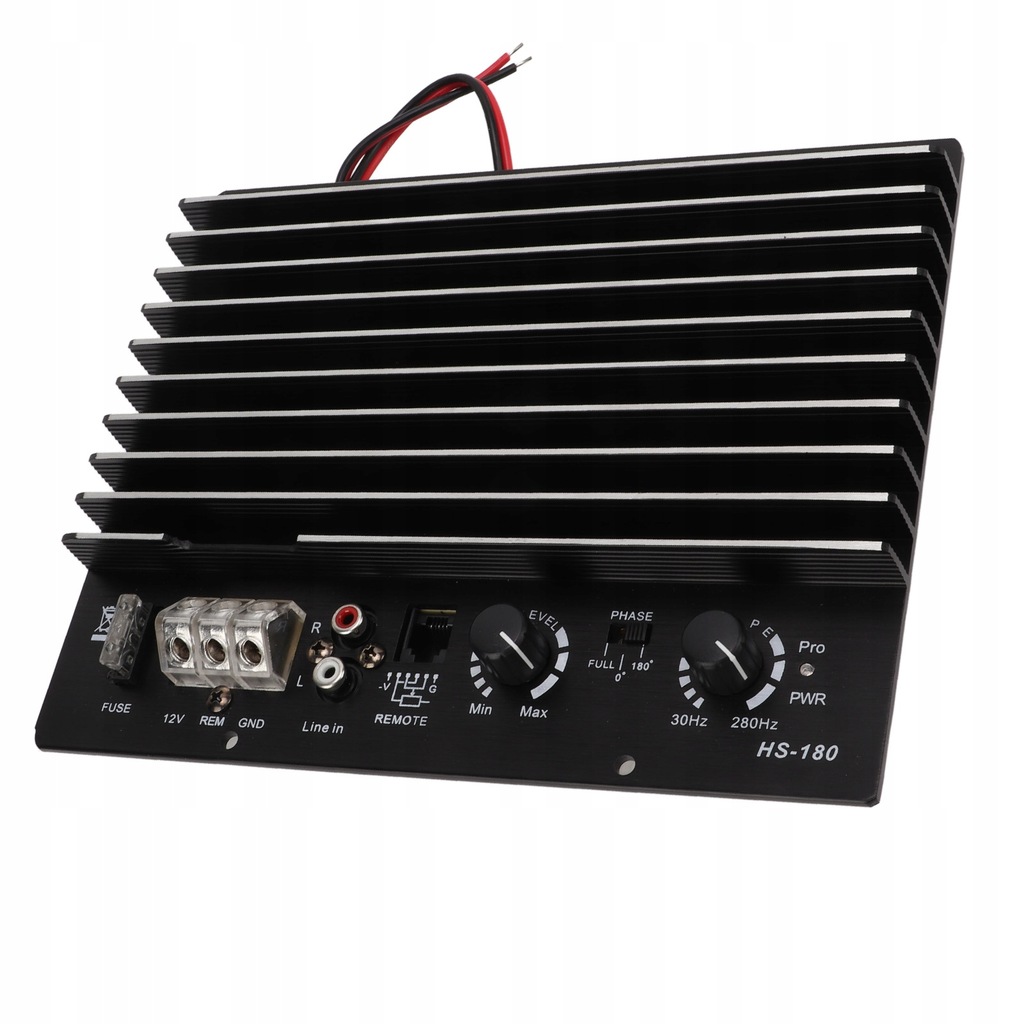 Czarny wzmacniacz samochodowy 12V 1000W