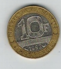 Moneta Francja. 1992 10 franków