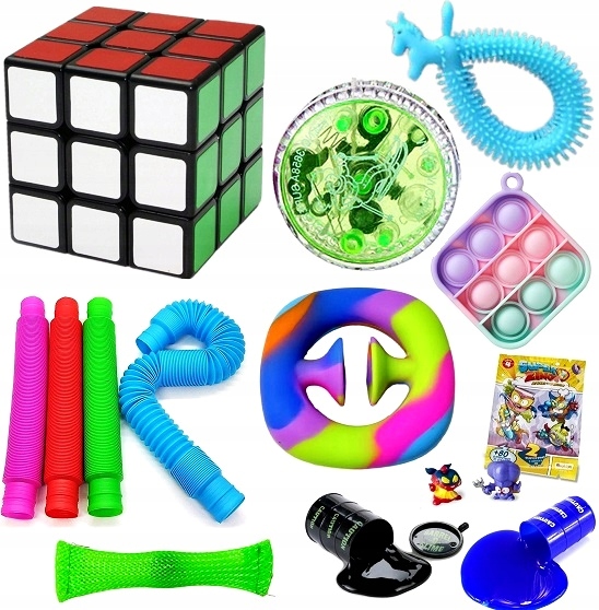 ZESTAW FIDGET TOYS PUSH POP IT SUPER THINGS SLIME