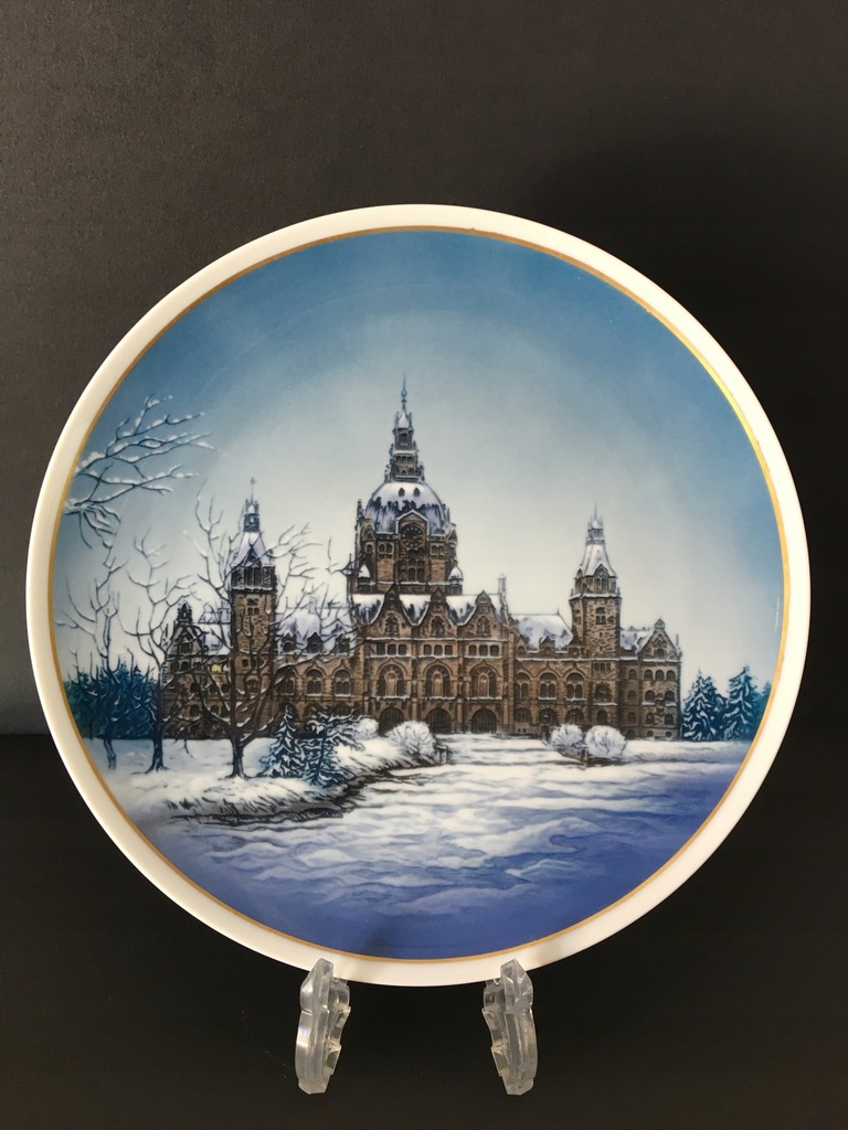 Ręcznie malowany talerz w zimowy pejzaż Rosenthal