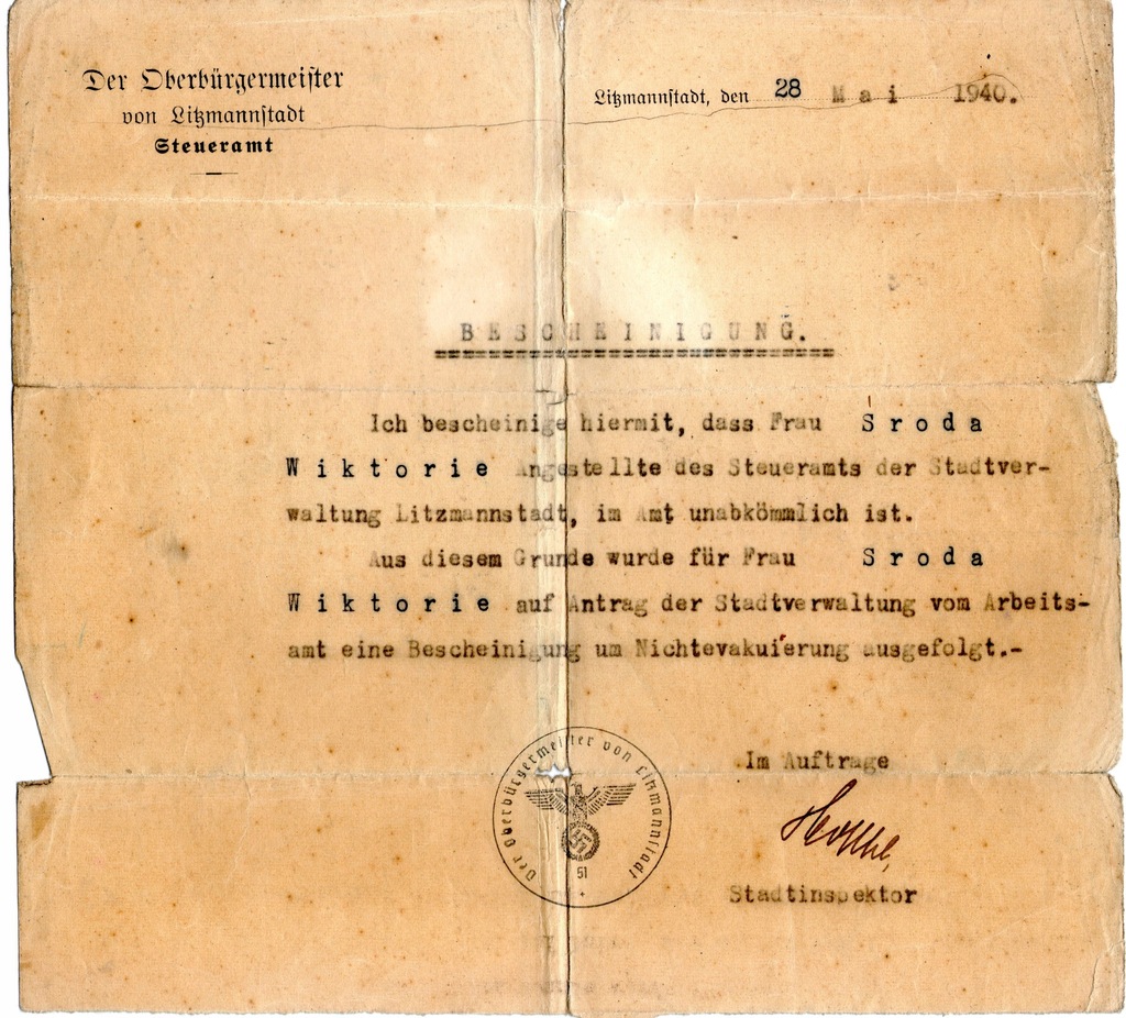 Dokument 1940 Litzmannstad 1940r nr 1