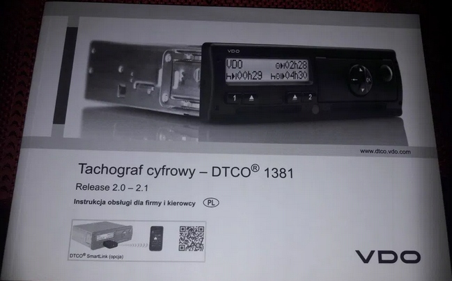 POLSKA Instrukcja obsługi tachografu VDO DTCO 1381