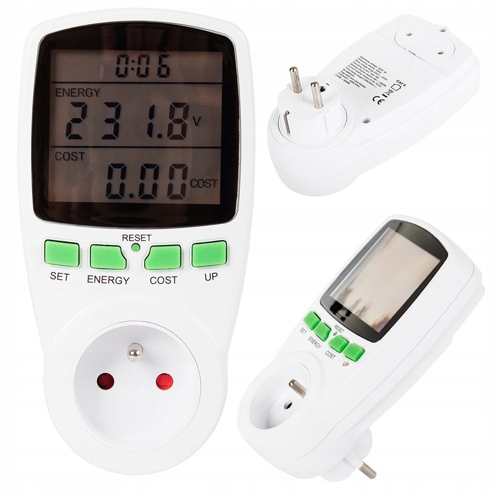 Miernik zurzycia prądu do gniazdka 230V LCD pomiary dom