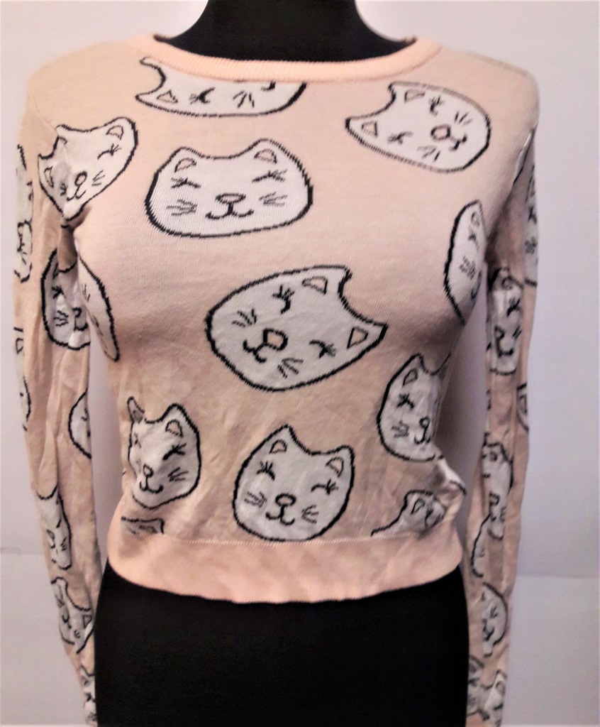 sweter S 36 wzór koty casual H&M