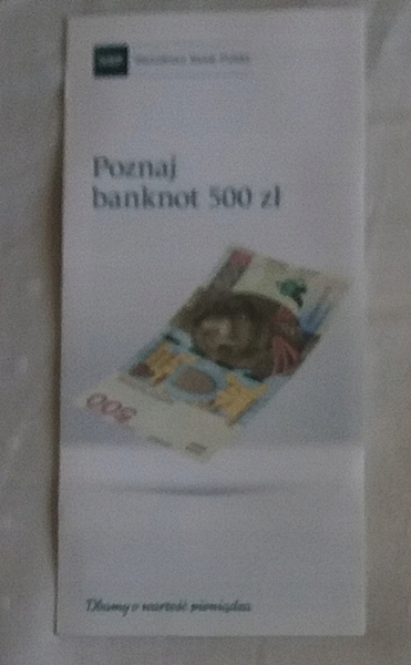 Folder do banknotu - nowe 500 zł JAN III SOBIESKI