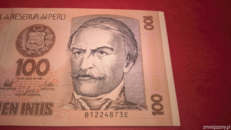 PERU - 100 INTIS w bankowym stanie UNC dla WOŚP