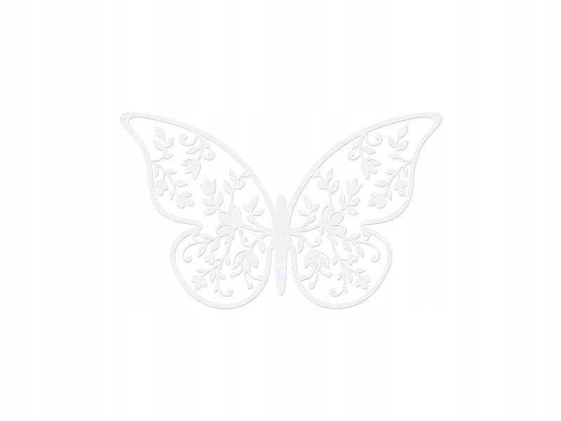 Dekoracje papierowe białe Motylki, 6,5 x 4cm, 10 s