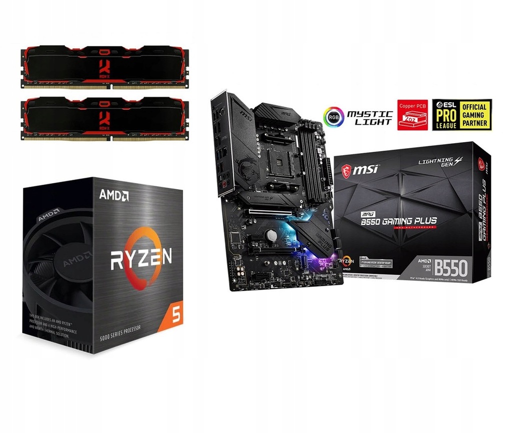 Zestaw RYZEN 5 5600X + MSI B550 GAMING PLUS + 16GB 11167067572