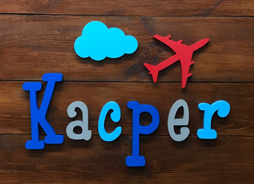 KACPER litery 3D 20cm IMIĘ DZIECKA na ścianę GRATS
