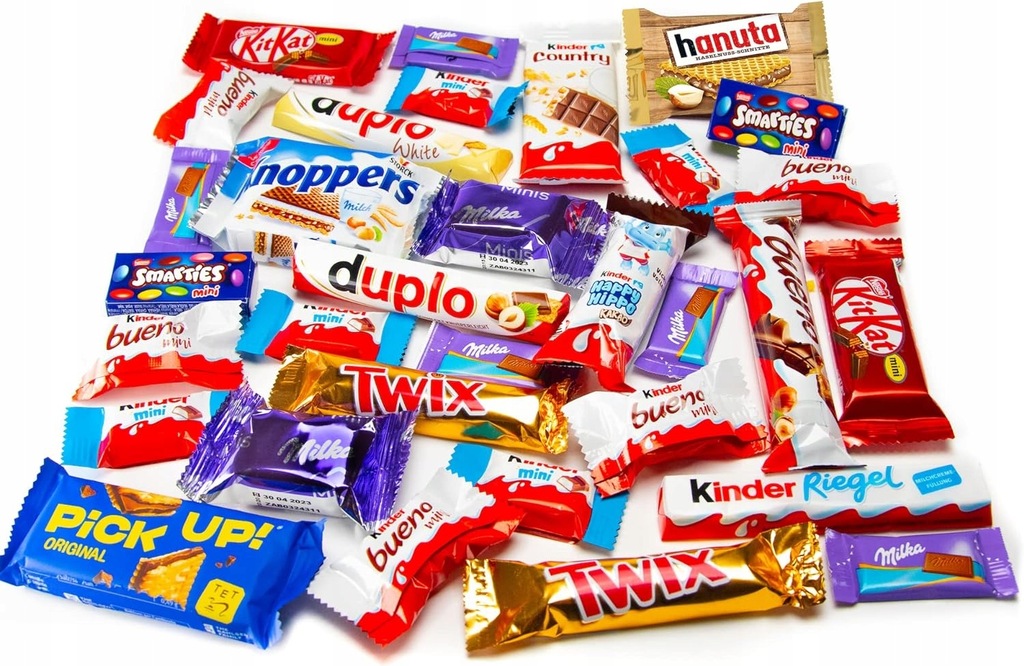 ZESTAW słodyczy na PREZENT Milka Kinder KitKat Twix Smarties 32 opakowania