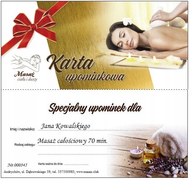 Voucher Na Masaz 40 Minut Bon Upominkowy 7558064681 Oficjalne Archiwum Allegro