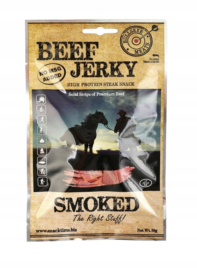 BEEF JERKY SMOKED, Suszona Wołowina Wędzona 50g