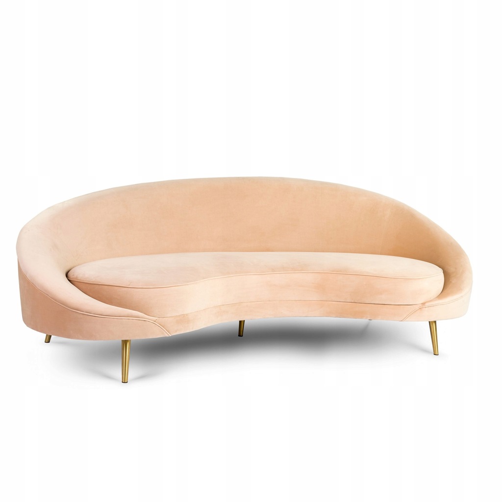 Sofa w kształcie nerki Kei - Beżowy welur OUTLET