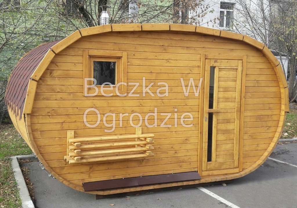 Sauna Owalna 4m z piecem,45-49mm OCIEPLANA!