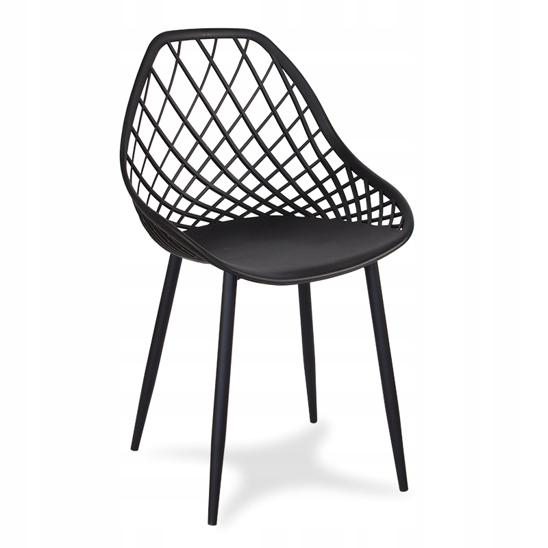 Krzesło ażurowe skandynawskie czarne YE-02