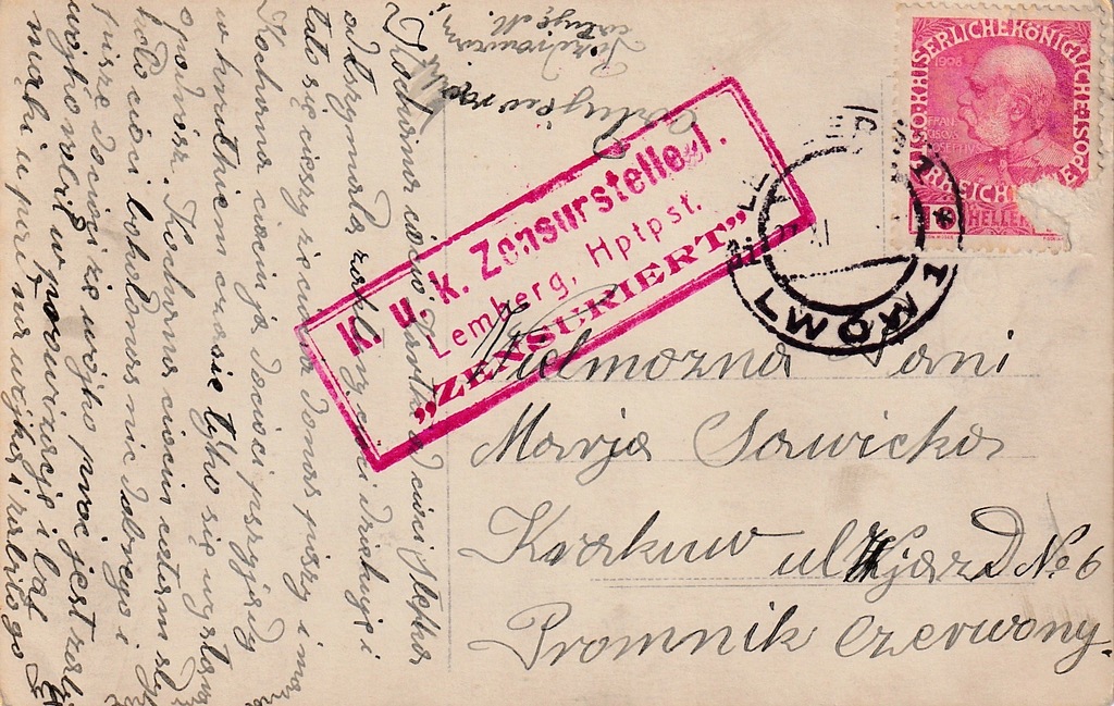 Stempel cenzury wojskowej Lwów