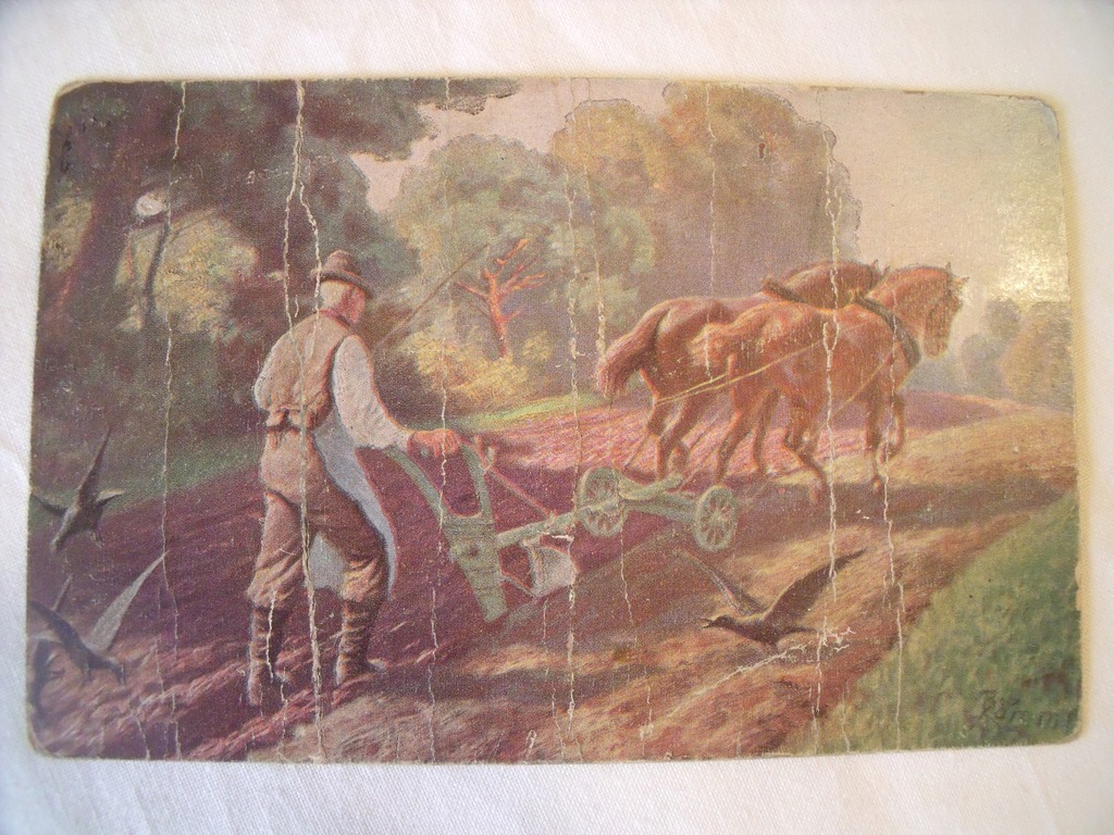 Pocztówka z 1944 (rolnik konie)