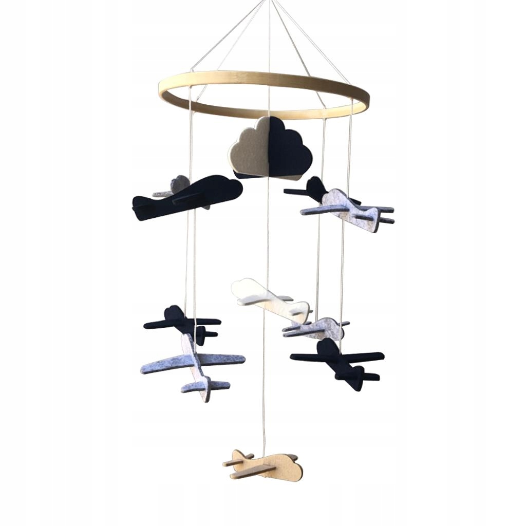 Wooden Felt Infants Baby Crib Mobile Hanging Nursery Wind Chimes aircraft