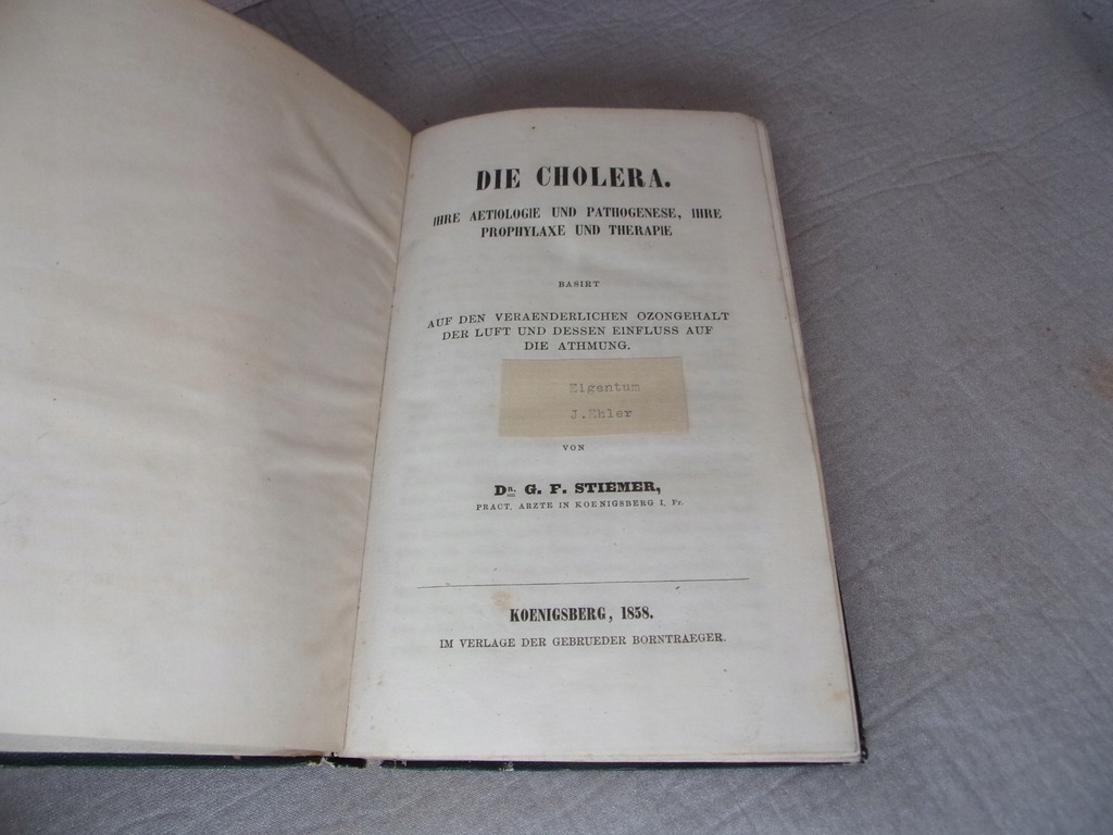 MEDYCYNA Cholera profilaktyka i terapia KRÓLEWIEC 1858