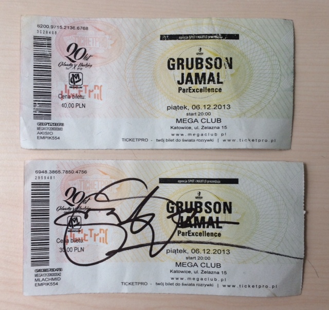 2 bilety na koncert GRUBSON JAMAL + AUTOGRAF