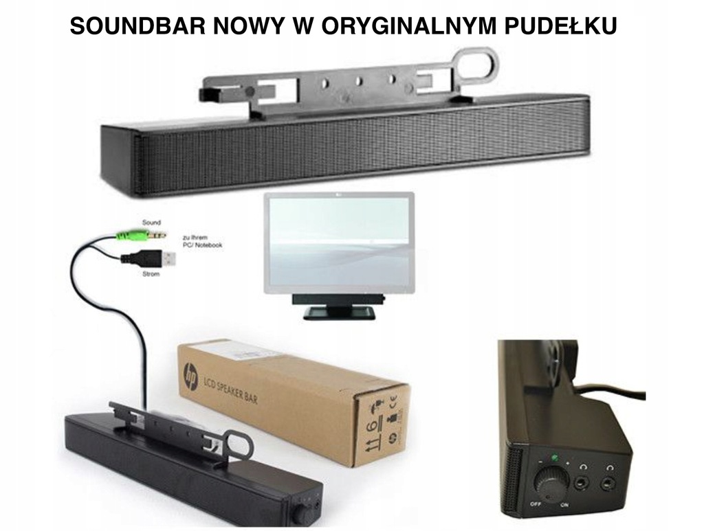 LCD HP SPEAKER BAR NQ576AA Soundbar do monitora 8985363518