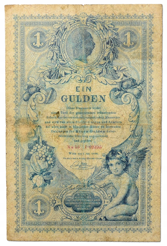 22.Austria, 1 Gulden 1888 rzadki, P.A156, St.3