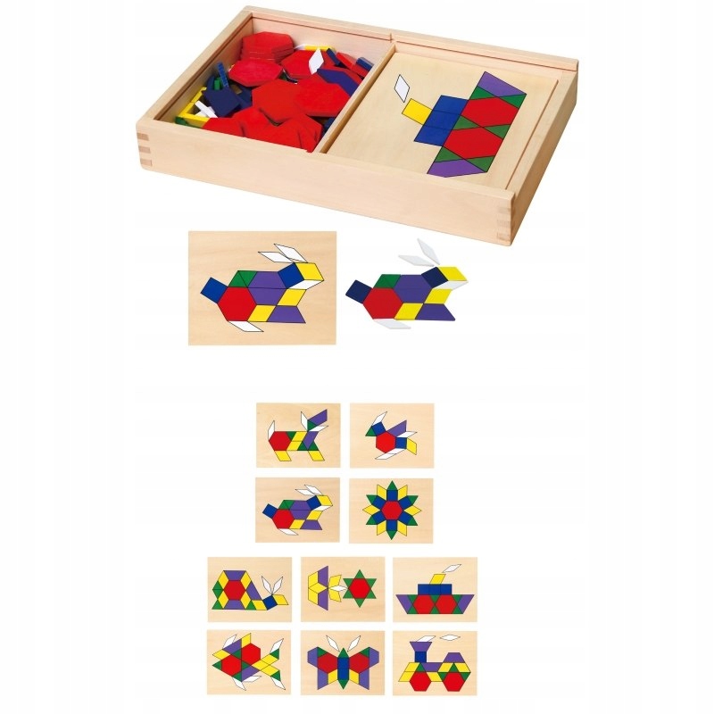 Drewniana Mozaika Geometryczna Viga Toys Klocki Dienesa Ukła