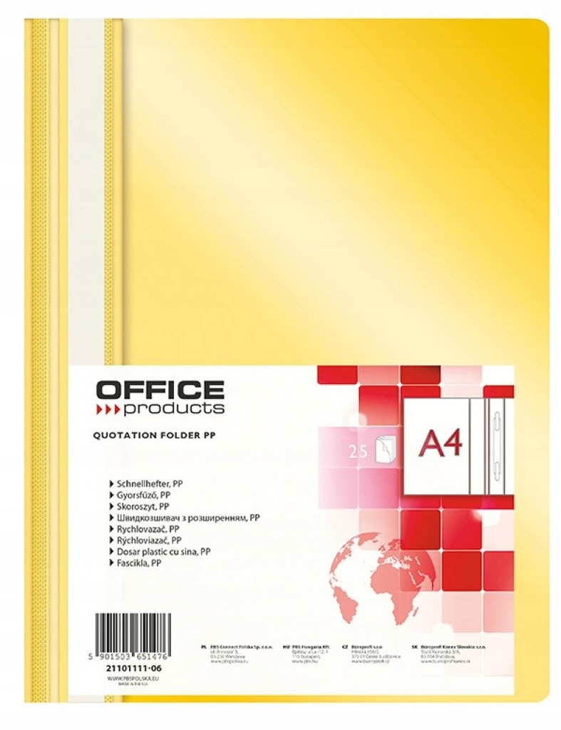 Skoroszyt Office Products A4 miękki żółty