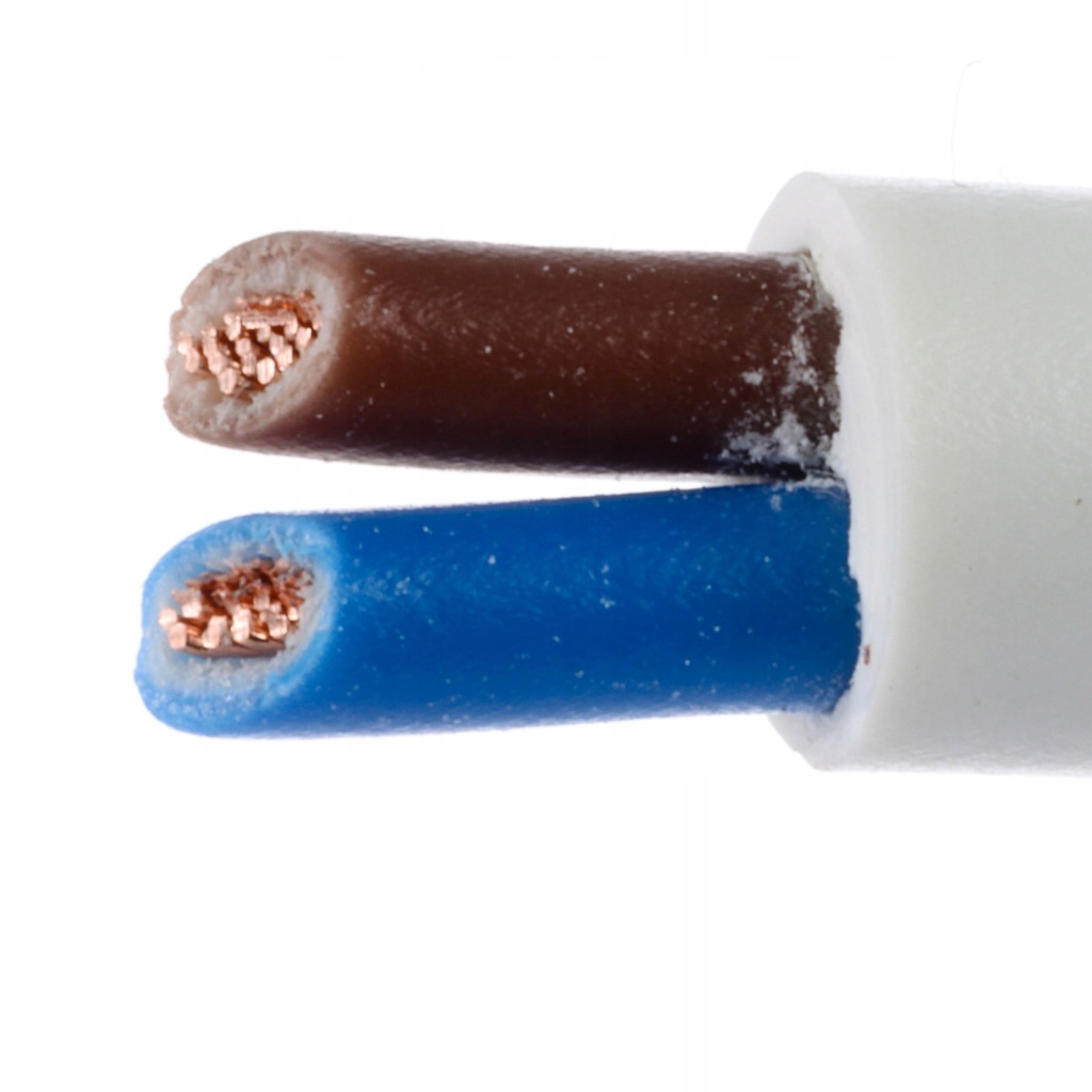 Kabel giętki przewód prądowy biały OMY 2x0,75 - 5m