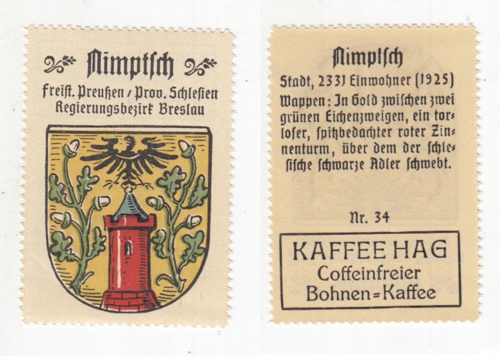 Nimptsch, Niemcza, znaczek z albumu Kaffee Hag, -194