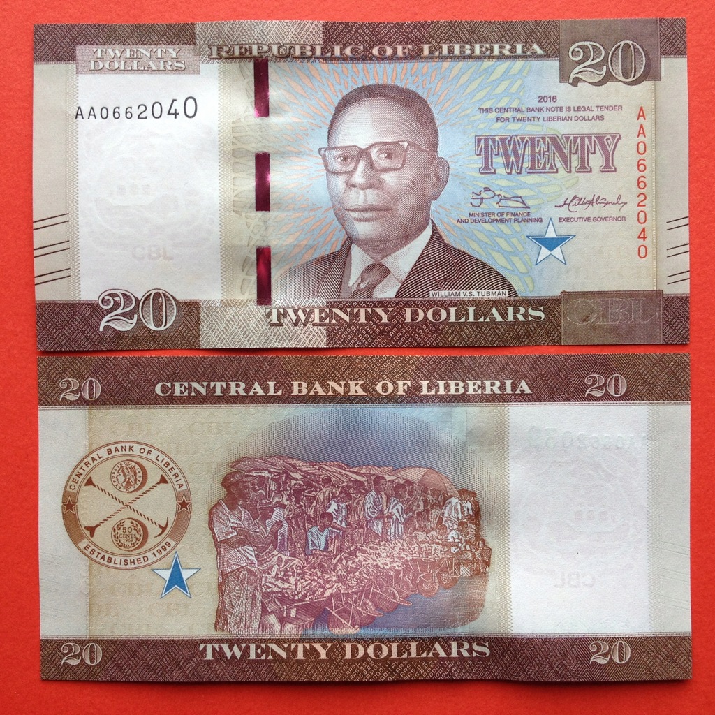 LIBERIA - 20 DOLLARS 2015,UNC