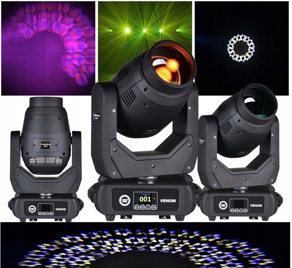 GŁOWICA GŁOWA RUCHOMA ŚWIATŁA NA SCENĘ MOC LED LIGHT4ME VENOM BEAM 250W V2