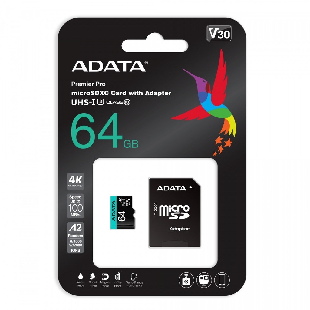 Karta microSD Adata AUSDX64GUI3V30SA2-RA1 64 GB