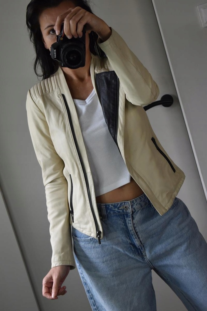 Costes Kurtka Biker Ramoneska skórzana skóra naturalna M 38 40