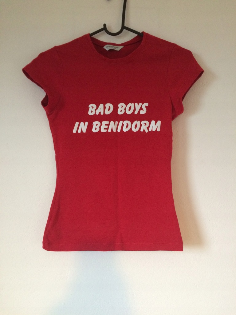 Czerwony top T-shirt napis bad boys 36 S